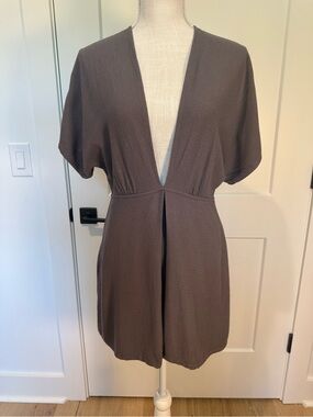 Reformation gray Deep V Textured Mini Dress Size 4